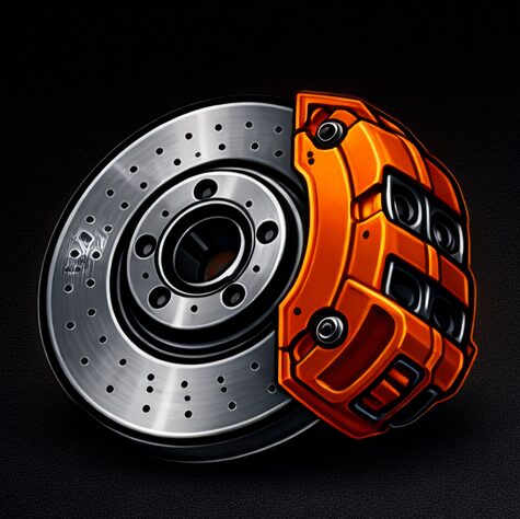 Brake and rotor replacement icon representing mobile brake service